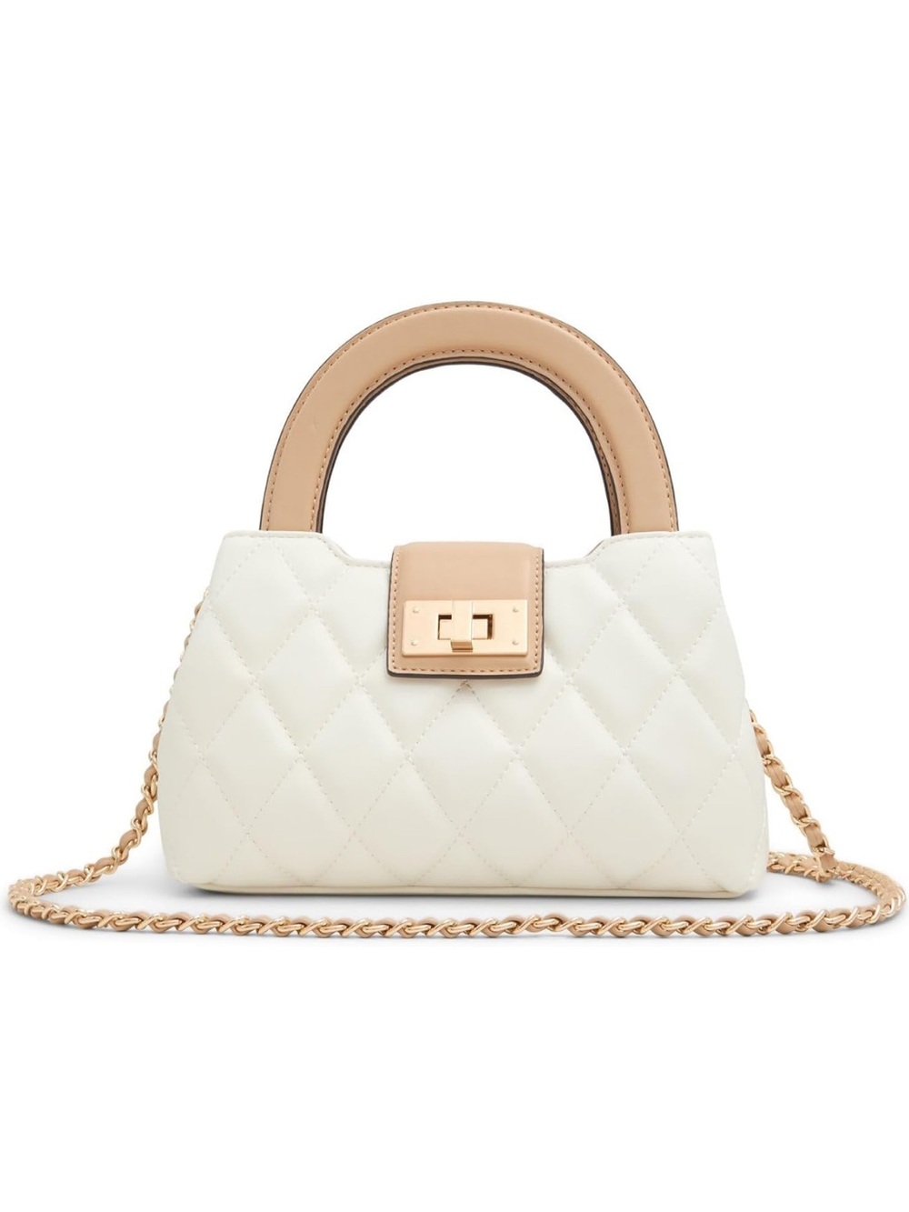 Aldo Ellianaax Mini Top-Handle Bag in Cream and Tan